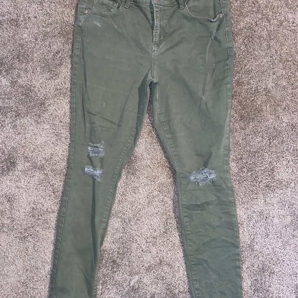 Old Navy Distress Green Jeans - Picture 2 of 5